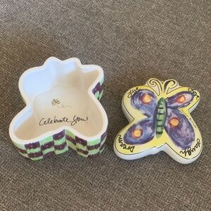 Marianne Richmond Ceramic Butterfly Design Jewelry Trinket Box 2001